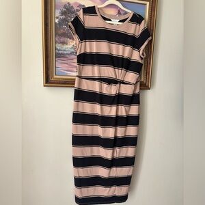 Liz Claiborne Striped Black and Tan Dress